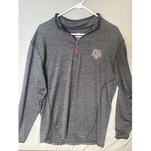 Texas A&M Aggies Quarter Zip Long Sleeve Shirt Mens Large Gray Colosseum